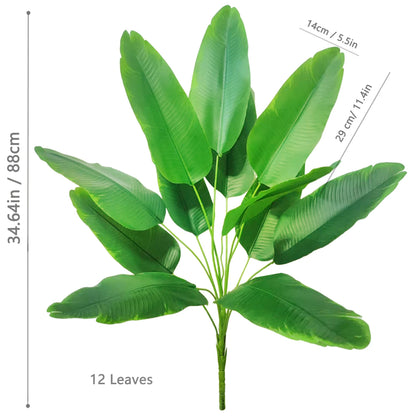 60-90-120cm（47.2in) Artificial Tropical Palm Tree Fake Banana Plant Leaves Real Touch Strelitzia Plastic Plant for Home Garden