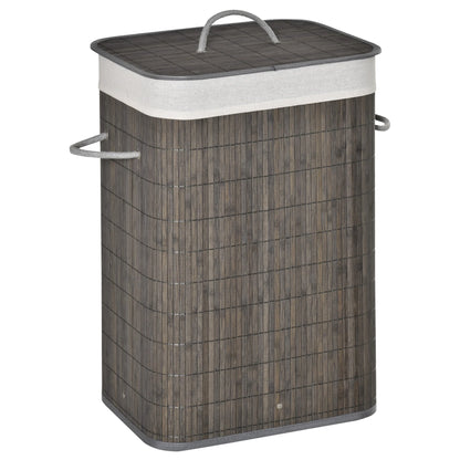 HOMCOM Collapsible Clothes Hamper with Lid Handles Removable Lining, Grey