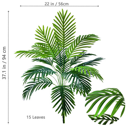 66-125cm（49.2in） Artificial Palm Tree Tropical Fake Plant Green Plastic Palm Leaf Branches Suitable for Home Garden Decoration