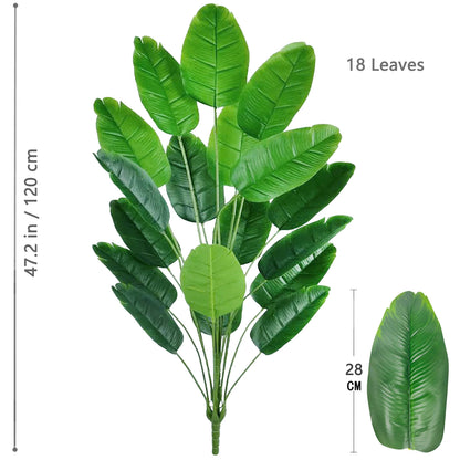 60-90-120cm（47.2in) Artificial Tropical Palm Tree Fake Banana Plant Leaves Real Touch Strelitzia Plastic Plant for Home Garden