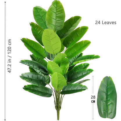 60-90-120cm（47.2in) Artificial Tropical Palm Tree Fake Banana Plant Leaves Real Touch Strelitzia Plastic Plant for Home Garden