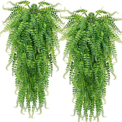 2pcs 90cm Persian Fern Leaves Vines Home Room Decor Hanging Artificial Plant Plastic Leaf Grass Wedding Party Wall Balcony Decor