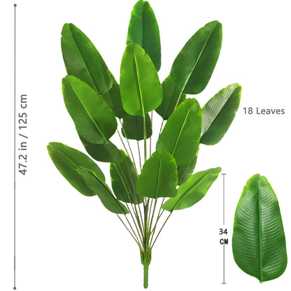 60-90-120cm（47.2in) Artificial Tropical Palm Tree Fake Banana Plant Leaves Real Touch Strelitzia Plastic Plant for Home Garden