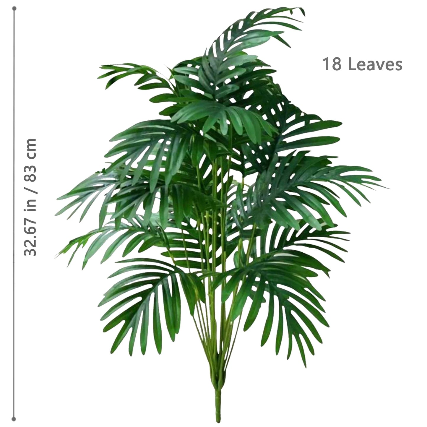 66-125cm（49.2in） Artificial Palm Tree Tropical Fake Plant Green Plastic Palm Leaf Branches Suitable for Home Garden Decoration