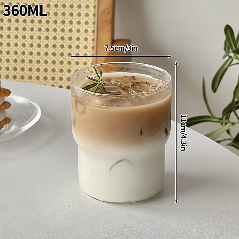 Glass Drinkware Cold Coffee Cups Latte Coffee Glass Iced Juice Milk Water Bottle Aesthetic Cup Wine Cocktail Glass כוסות לקפה קר
