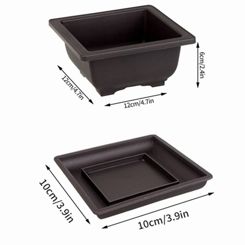 Rectangular Bonsai Training Pots Plastic Flowerpot with Drainage Tray Succulent Plants Pot Bonsai Plants Growing Pots Home Decor