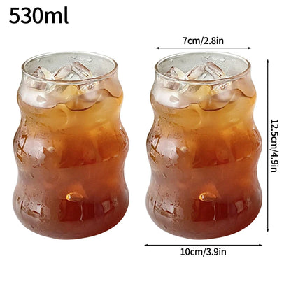 Glass Drinkware Cold Coffee Cups Latte Coffee Glass Iced Juice Milk Water Bottle Aesthetic Cup Wine Cocktail Glass כוסות לקפה קר