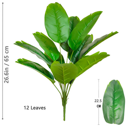 60-90-120cm（47.2in) Artificial Tropical Palm Tree Fake Banana Plant Leaves Real Touch Strelitzia Plastic Plant for Home Garden