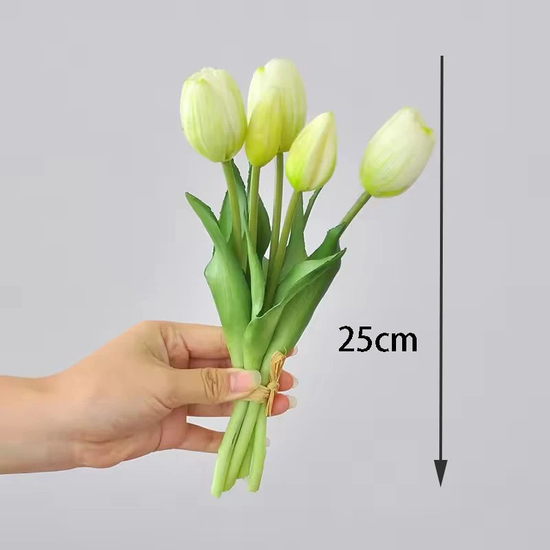 5pcs/Bouquet New Silicone Tulip Artificial Flower 40cm Real Touch Fake Plant B For Wedding Decoration Home Garen Acceeeories