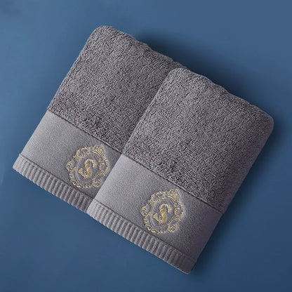 2PCS Luxury Hotel Towel Cotton High Quality Embroiderd Face Bath Towels Bathroom Soft Feel Highly Absorbent Shower Multi-color