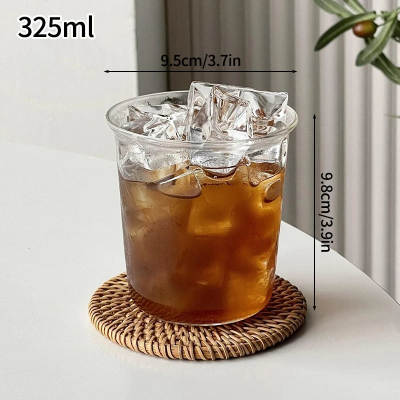 Glass Drinkware Cold Coffee Cups Latte Coffee Glass Iced Juice Milk Water Bottle Aesthetic Cup Wine Cocktail Glass כוסות לקפה קר