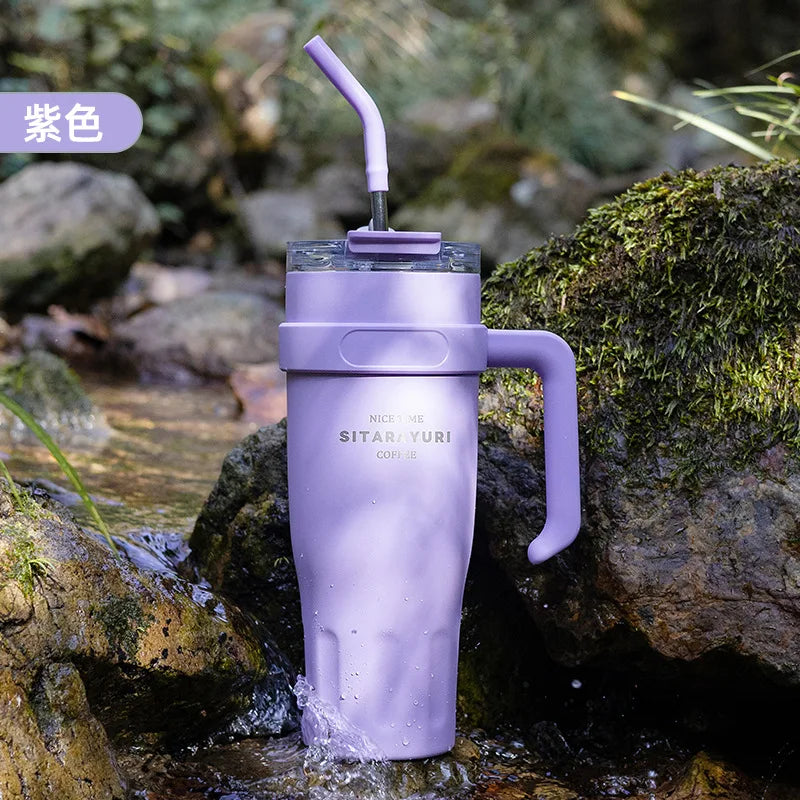 2025 New Sitarayuri Large Capacity 304 Stainless Steel Inner Handle Cup Office Insulation Cold Straw Cup Daily Drinking Cup