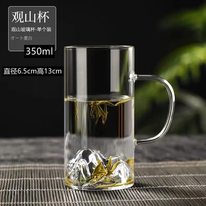 200/300/350ML 3D Mountain Whiskey Glass,Transparent Multipurpose Beer Tea Coffee Cup for Home,3D Landscape Cup  for Bar Party