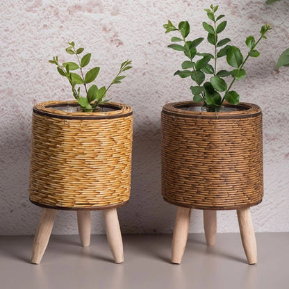 Vine Woven Wooden Frame Flower Stand As A Souvenir For Home Decor Indoor Decoration Desktop Green Ivy Succulent Potted Plant