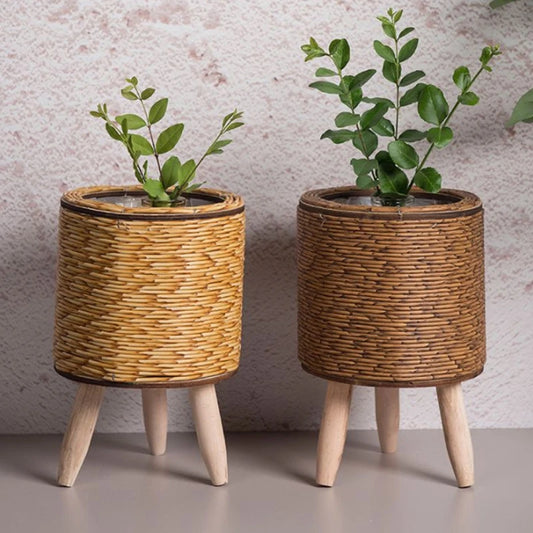 Vine Woven Wooden Frame Flower Stand As A Souvenir For Home Decor Indoor Decoration Desktop Green Ivy Succulent Potted Plant