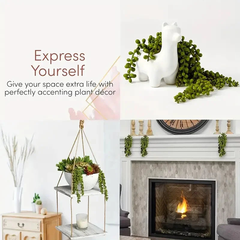 Lifelike Artificial Lush Hanging Succulents Home Wedding Green Plant Wall Hanging Vine Decorative Plant Wall Balcony Outdoor