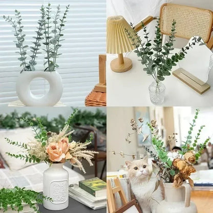 12/36pcs Green Artificial Eucalyptus Stems Fake Plants Eucalyptus Leaves Branches Flower Bouquet Wedding Christmas Party Decor
