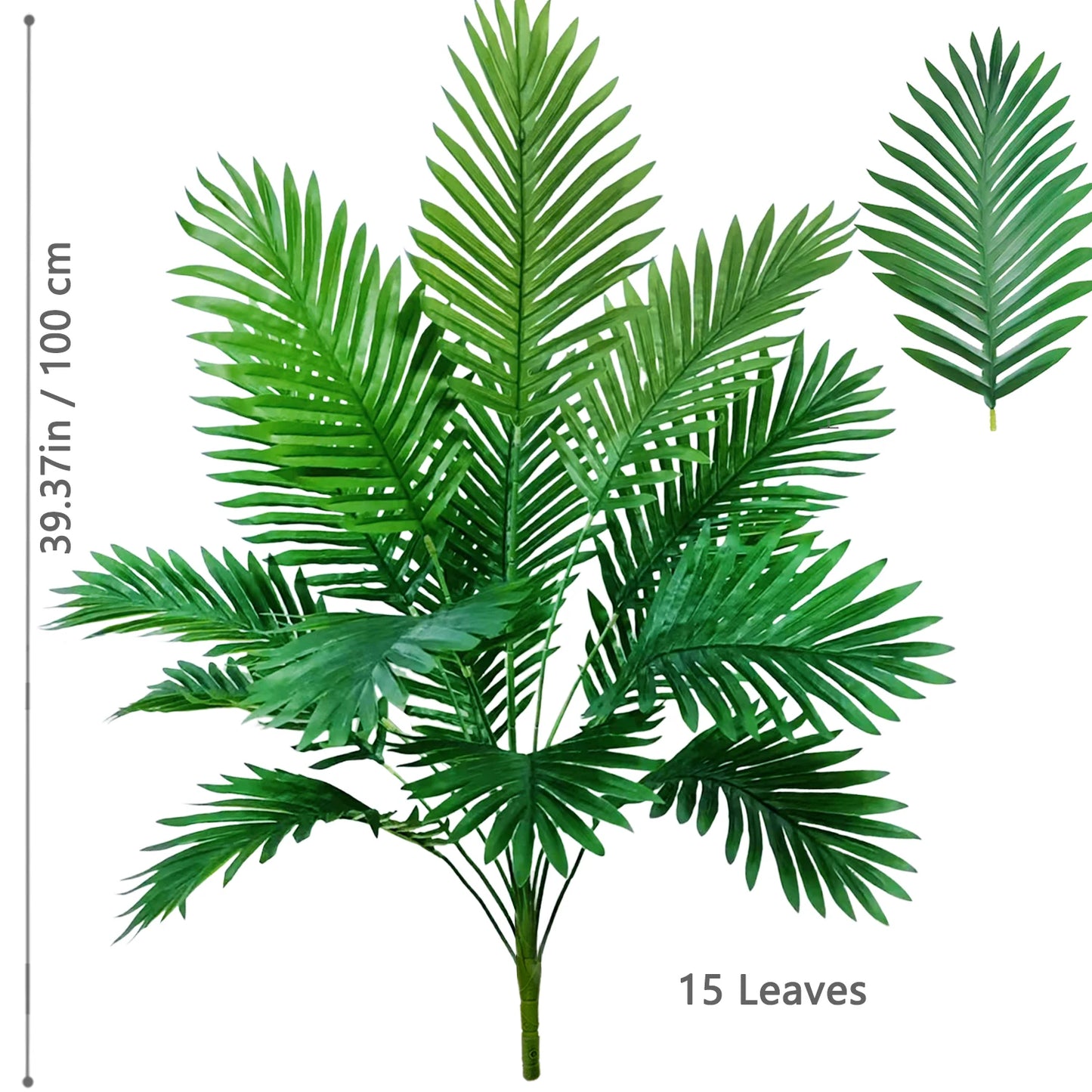 66-125cm（49.2in） Artificial Palm Tree Tropical Fake Plant Green Plastic Palm Leaf Branches Suitable for Home Garden Decoration