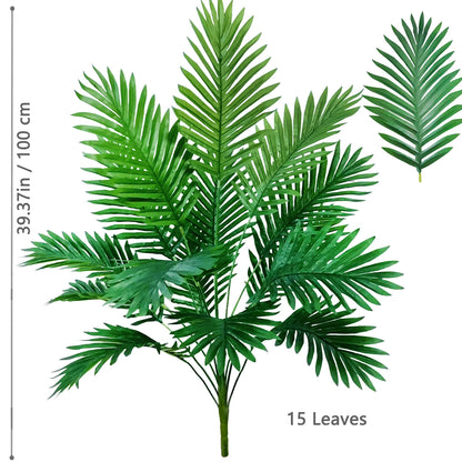 66-125cm（49.2in） Artificial Palm Tree Tropical Fake Plant Green Plastic Palm Leaf Branches Suitable for Home Garden Decoration