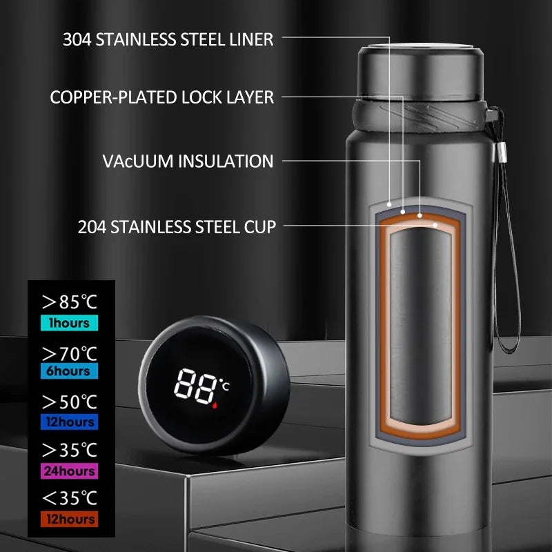 600/1000ML Stainless Steel Thermal Water Bottle with LED Temperature Display Keep Cold Hot Water Cup Tea Coffee Vacuum Flasks