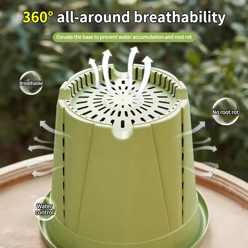 Plastic Flower Pot Root Control Breathable Nursery Pot Thickened Resin Plant Pot Garden Balcony Planting Potted Seedling Planter
