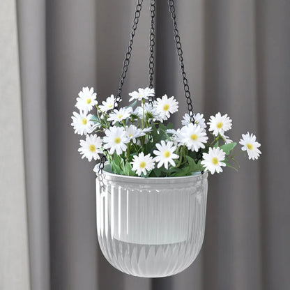 Self Watering Hanging Planters Indoor Flower Pot Outdoor Hanging Basket Plant Hanger with 3Hooks Drainage Hole Home Garden Decor