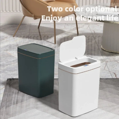 15-Liter Smart Trash Can Automatic Touchless, Waterproof Sensor Trash Bin for Bathroom Kitchen Bedroom, Odorless Modern Basket