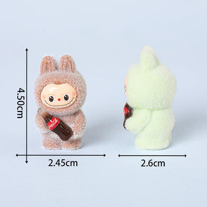 1-10pcs Lovely Lububu Coke Bottle Flocked DIY Action Figure Decorative Pendant Desktop Dolls Car Ornaments Toy Christmas Gifts