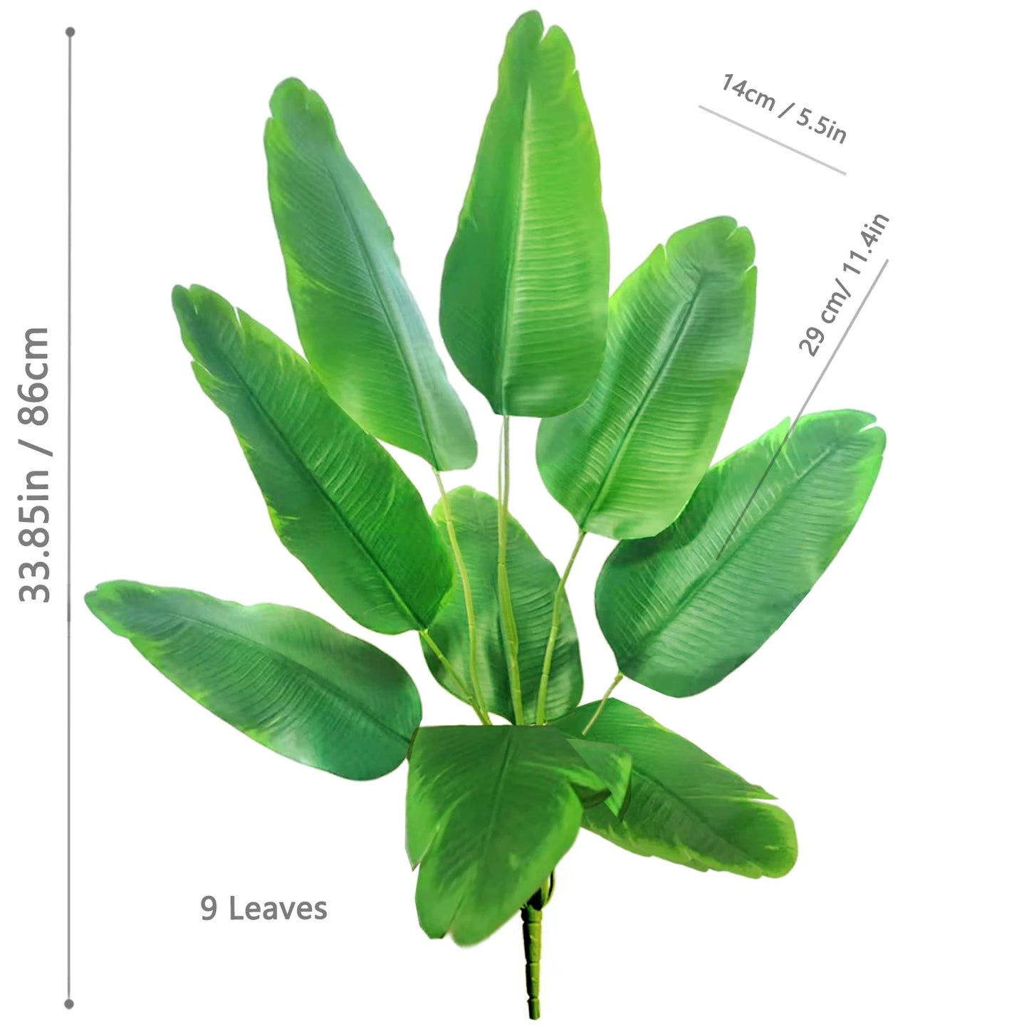 60-90-120cm（47.2in) Artificial Tropical Palm Tree Fake Banana Plant Leaves Real Touch Strelitzia Plastic Plant for Home Garden