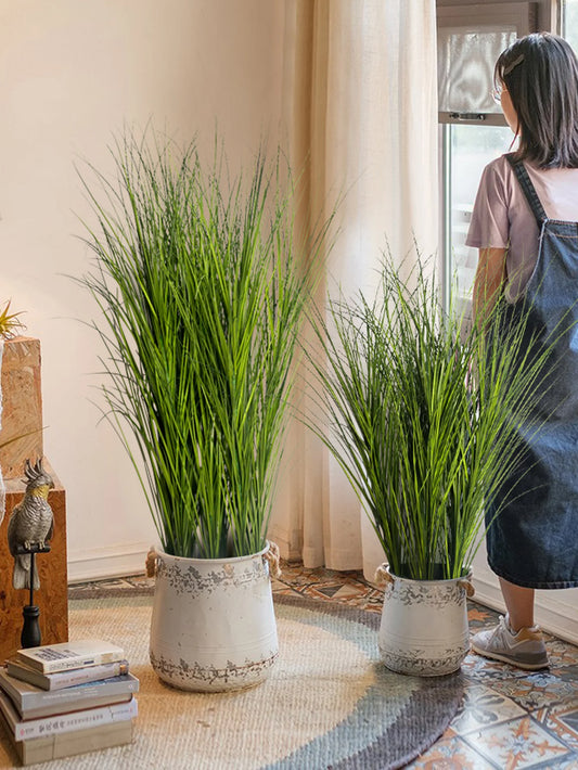 Artificial Reed Grass Large Fake Onion Grass Plants Tropical Green Plants Leaves Bouquet PVC Grass For Wedding Garden Offic