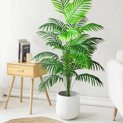 66-125cm（49.2in） Artificial Palm Tree Tropical Fake Plant Green Plastic Palm Leaf Branches Suitable for Home Garden Decoration