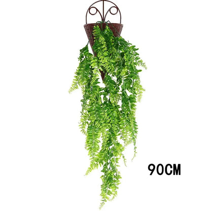 2pcs 90cm Persian Fern Leaves Vines Home Room Decor Hanging Artificial Plant Plastic Leaf Grass Wedding Party Wall Balcony Decor