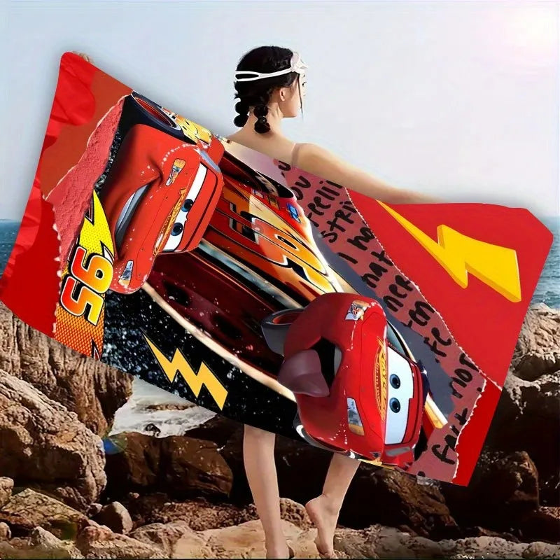 Lightning McQueen Themed Beach Towel: Race into Summer Fun! Suitable for swimming parties, bathing, travel, vacation