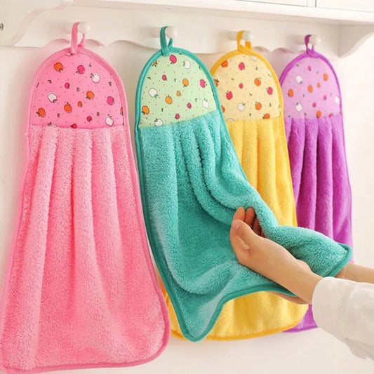 1/3/5PCS Coral Fleece Fingertip Towel Hanging Towel for Wiping Hands Household Dishwashing Cloth Kitchen Bathroom Clean Supplies