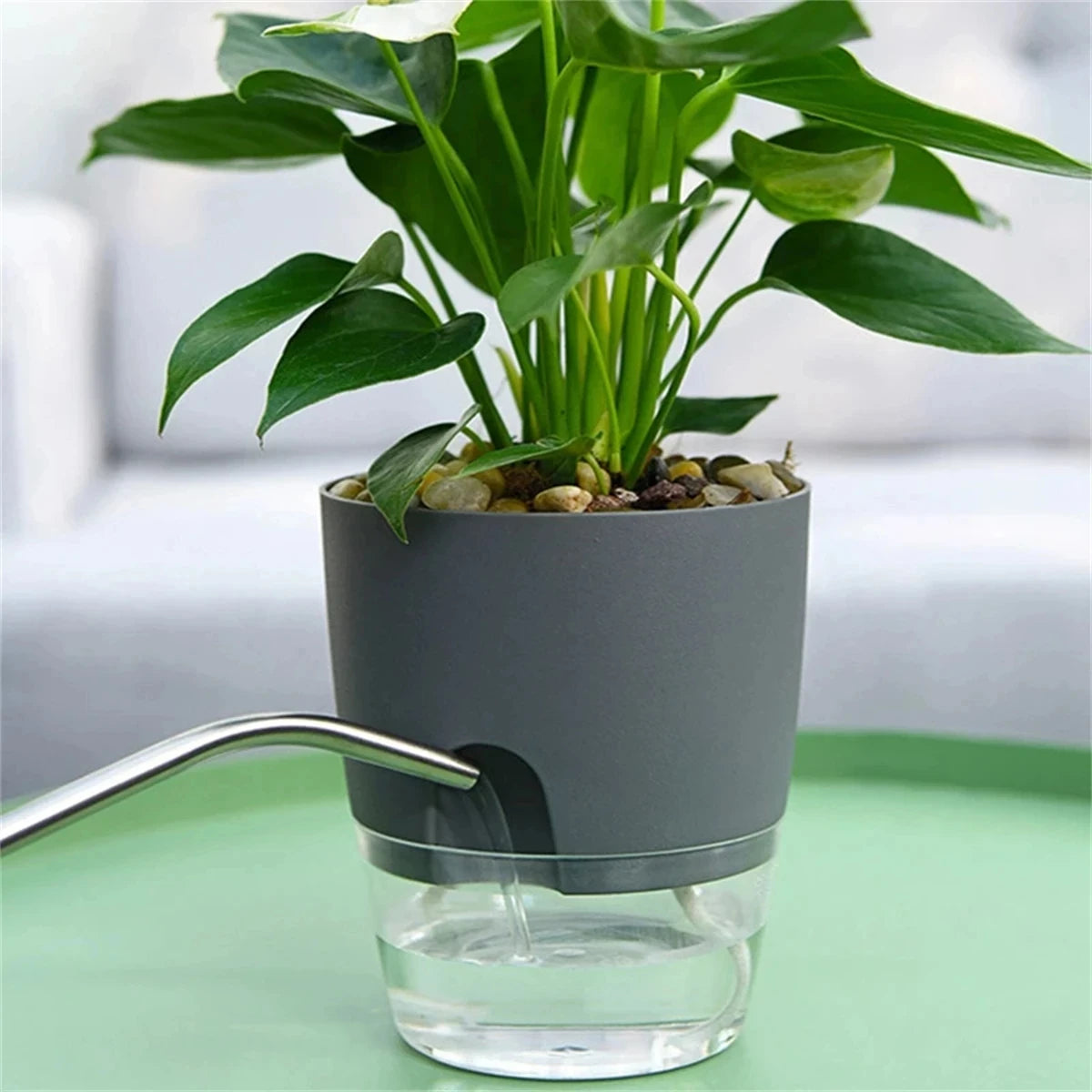 2 Layer Soilless Cultivation Flower Pot Cotton Rope Self Watering Hydroponic Plant Basin Automatic Irrigation Lazy Flowerpot 1Pc