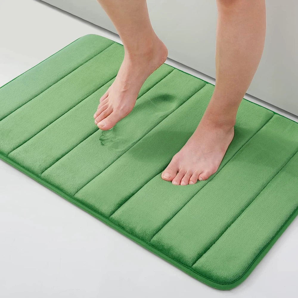 Homaxy Absorbent Bath Mat Non-Slip Bathroom Rug Soft Memory Foam Kitchen Floor Carpet Velvet Bathroom Carpet Home Decor Foot Mat