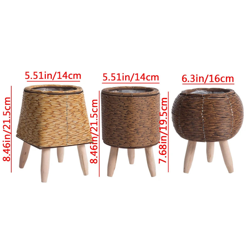 Vine Woven Wooden Frame Flower Stand As A Souvenir For Home Decor Indoor Decoration Desktop Green Ivy Succulent Potted Plant