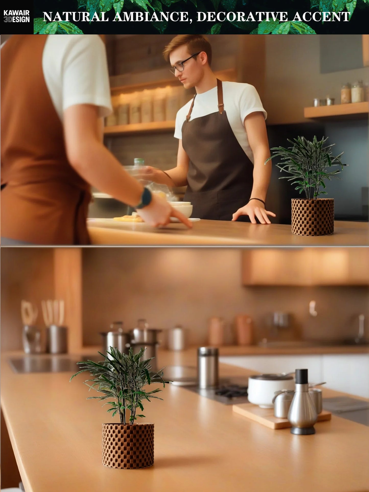Modern Minimalist 3D Printed Plant Pot – Biodegradable Flower Planter for Home Decor, Eco-Friendly Sustainable Gift (Cheo)