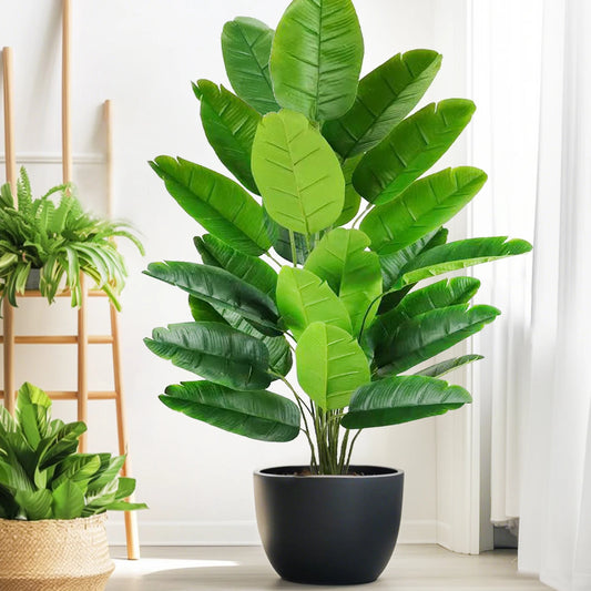 60-90-120cm（47.2in) Artificial Tropical Palm Tree Fake Banana Plant Leaves Real Touch Strelitzia Plastic Plant for Home Garden