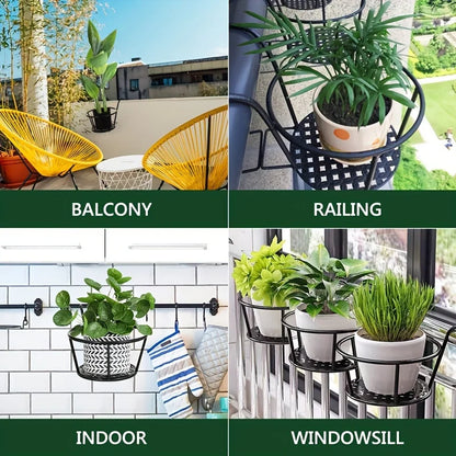 One pack of 3 iron art hanging flower pots with hanging hooks, metal plant planting hanging basket, detachable, for balcony, fen