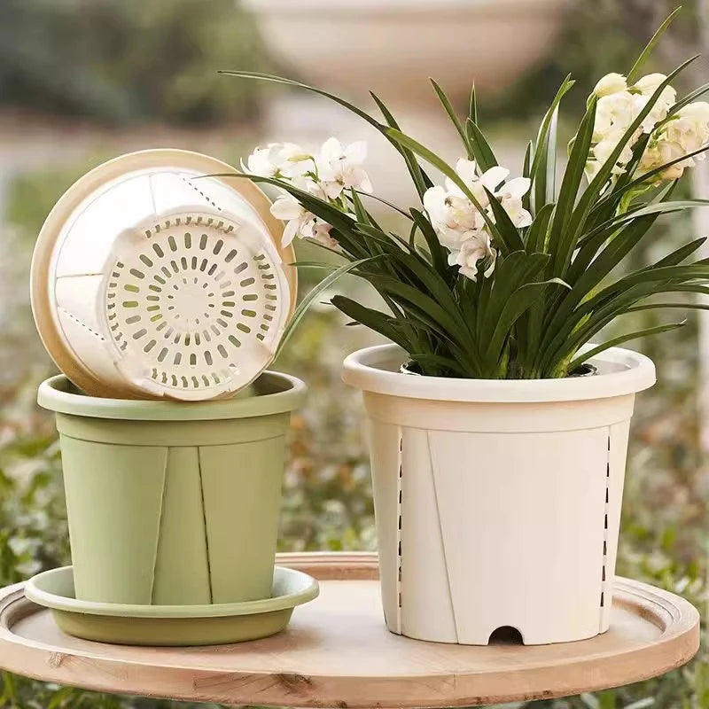 Plastic Flower Pot Root Control Breathable Nursery Pot Thickened Resin Plant Pot Garden Balcony Planting Potted Seedling Planter