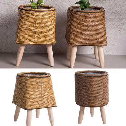 Vine Woven Wooden Frame Flower Stand As A Souvenir For Home Decor Indoor Decoration Desktop Green Ivy Succulent Potted Plant