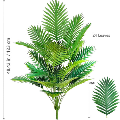 66-125cm（49.2in） Artificial Palm Tree Tropical Fake Plant Green Plastic Palm Leaf Branches Suitable for Home Garden Decoration
