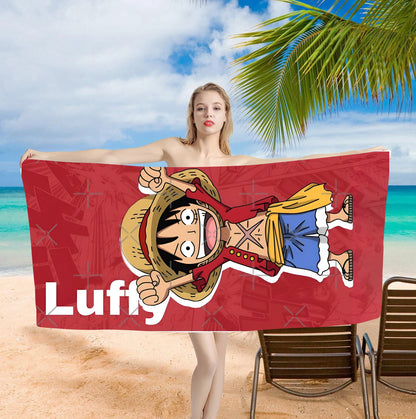 One Piece Luffy Bath Towel - Anime Design, Soft Absorbent, Perfect for Fans, Adds Adventure to Your Beach Days