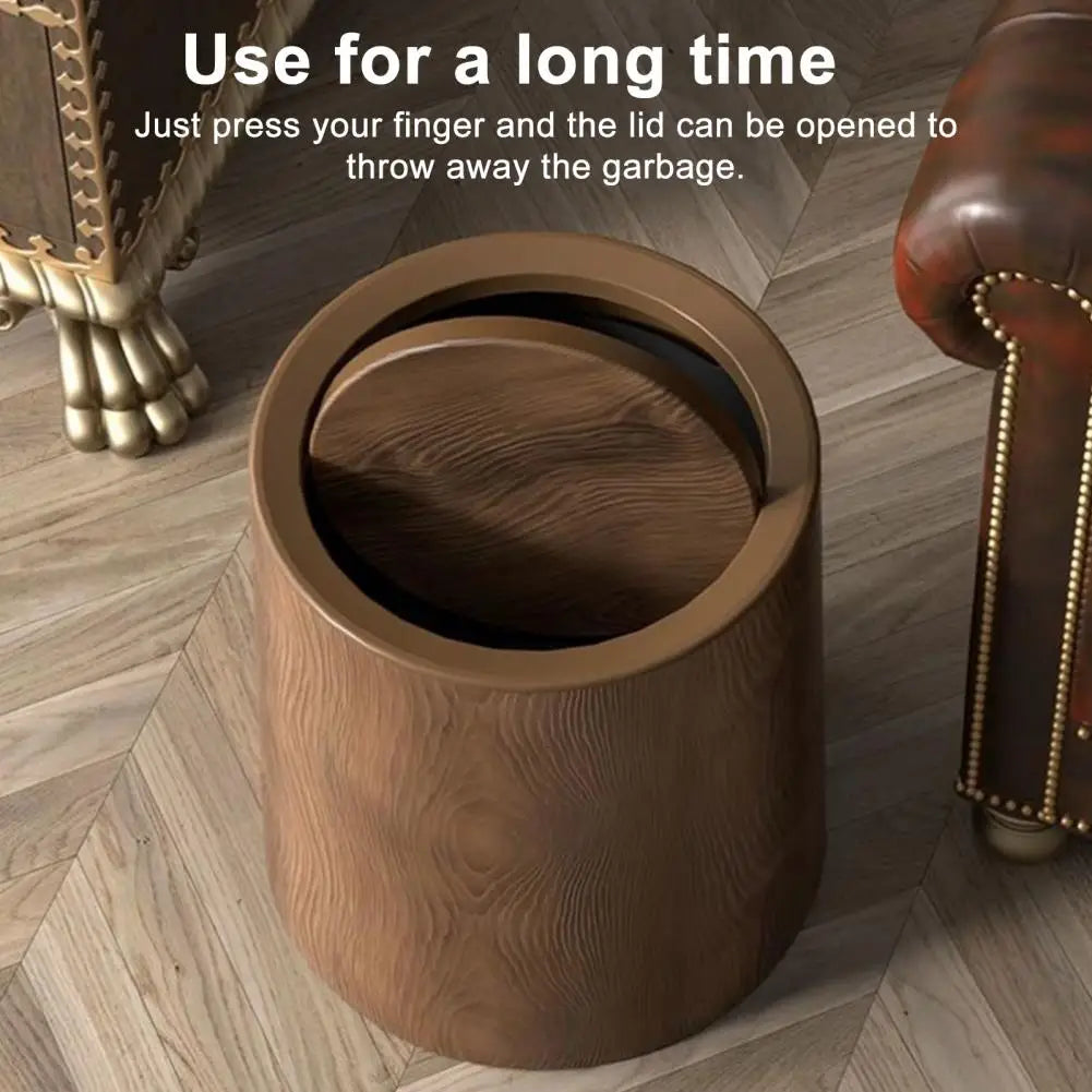 Bathroom Trash Can Round Garbage Bin with Swing Lid Large Capacity Easy to Clean Kitchen Waste Bin Decoration