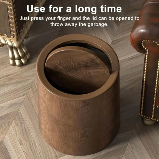 Bathroom Trash Can Round Garbage Bin with Swing Lid Large Capacity Easy to Clean Kitchen Waste Bin Decoration