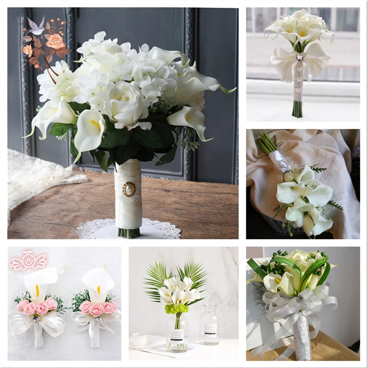 10Pcs White Calla Lily Artificial Flowers for Bridal Wedding Bouquet Real Touch PU Calla Fake Flower Home Bedroom Table Decor