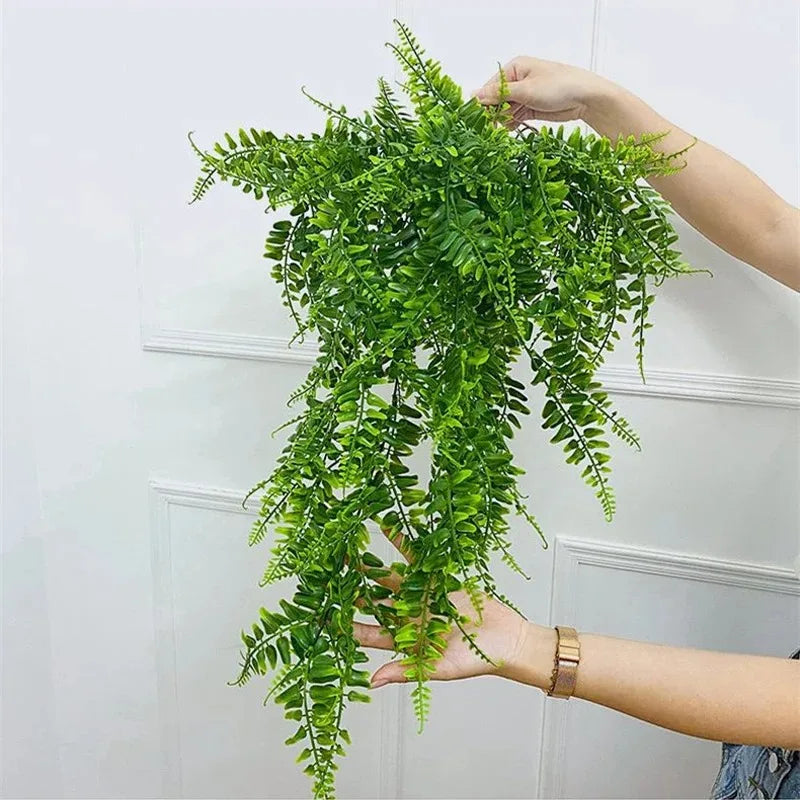 2pcs 90cm Persian Fern Leaves Vines Home Room Decor Hanging Artificial Plant Plastic Leaf Grass Wedding Party Wall Balcony Decor