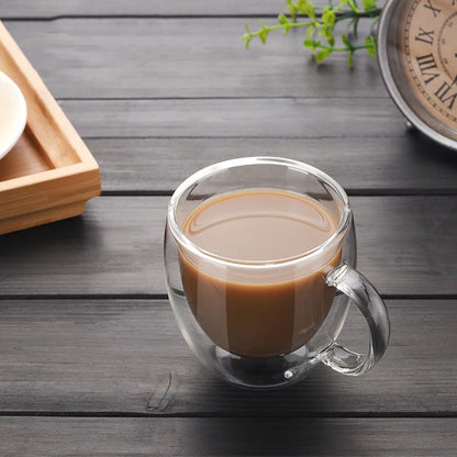 150/250/350/450ml Heat Resistant Double Wall Coffee Cup Transparent Glass Whiskey Tea Milk Cups Cold Beverage Wine Mug Drinkware
