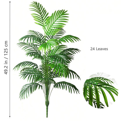 66-125cm（49.2in） Artificial Palm Tree Tropical Fake Plant Green Plastic Palm Leaf Branches Suitable for Home Garden Decoration